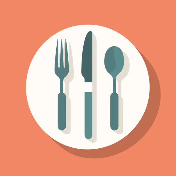 Une Assiette Avec Une Fourchette Couteau Une Cuillère — Image vectorielle