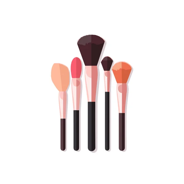 Set Makeup Brushes White Background — Stock Vector