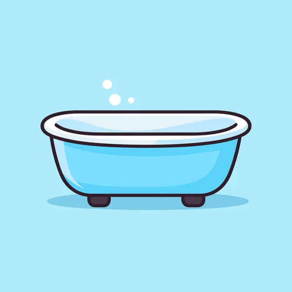 一个蓝色浴缸 上面漂浮着肥皂泡 — 图库矢量图片