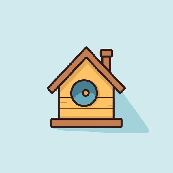 Çatıda Sabıkası Olan Bir Kuş Evi — Stok Vektör