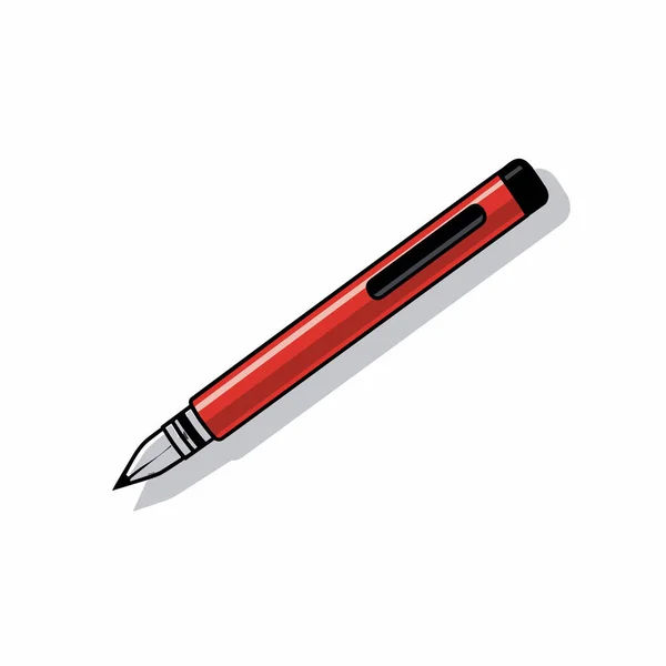 Stylo Rouge Avec Une Pointe Noire Sur Fond Blanc — Image vectorielle