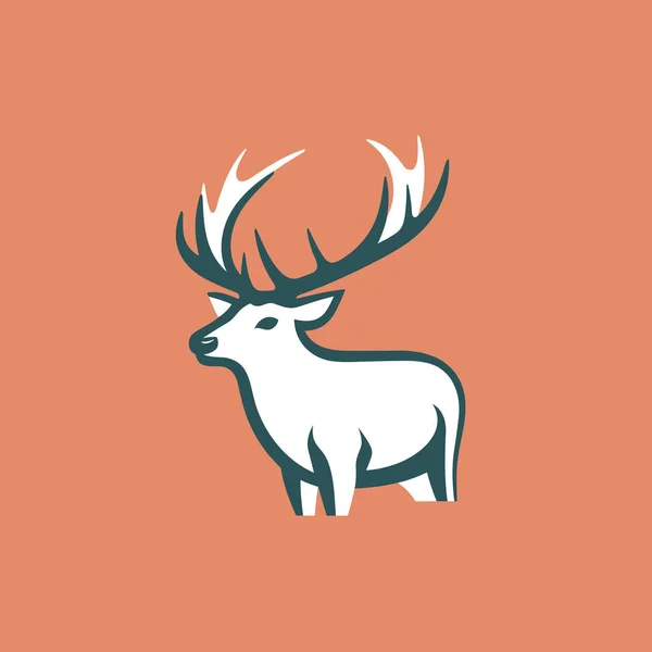 Cerf Blanc Avec Des Bois Sur Fond Orange — Image vectorielle