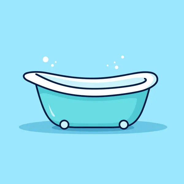 青い背景に泡が立つ浴槽 — ストックベクタ