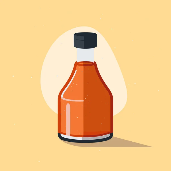Een Fles Ketchup Een Gele Achtergrond — Stockvector