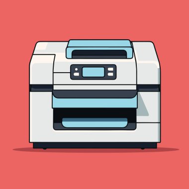 Kırmızı arkaplanda bir yazıcı