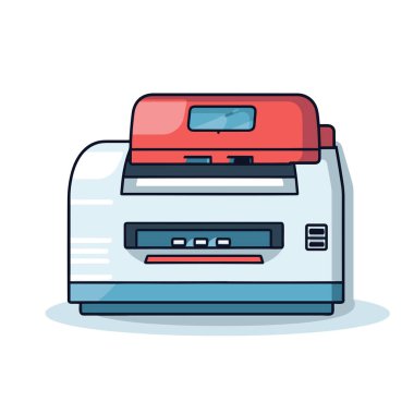 Beyaz arkaplanda kırmızı ve beyaz bir yazıcı