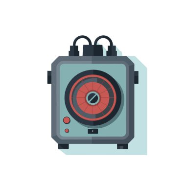 Üzerinde kırmızı düğme olan bir makine.