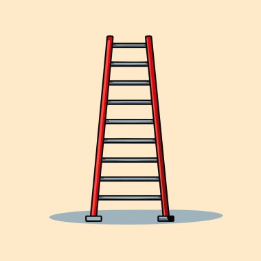 Odanın ortasında duran kırmızı bir merdiven.