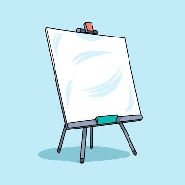 Üzerinde beyaz tahta olan bir sehpa.