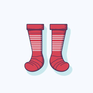 Birbirinin üstünde oturan bir çift kırmızı çorap.