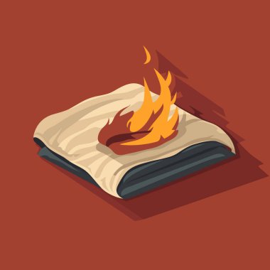 Üstünde alev olan bir kitap.