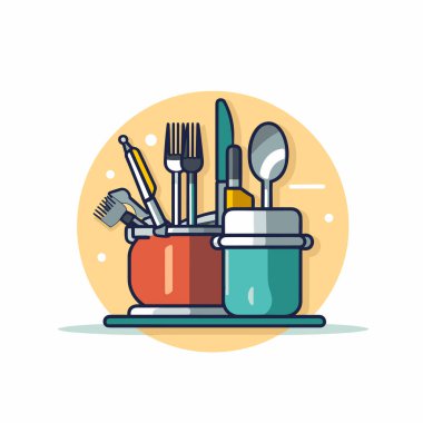 Bardakta bir sürü mutfak gereçleri