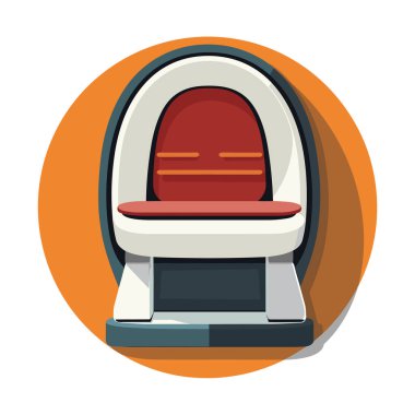 Üzerinde kırmızı bir koltuk olan bir sandalye.