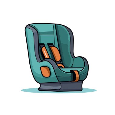 Turuncu süslemeli mavi bir araba koltuğu