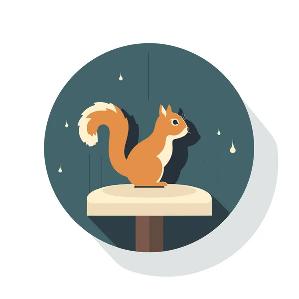 Ein Eichhörnchen Sitzt Auf Einem Tisch — Stockvektor