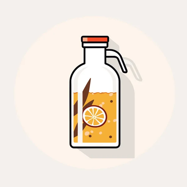 Flaska Apelsinjuice Med Kniv Som Sticker — Stock vektor