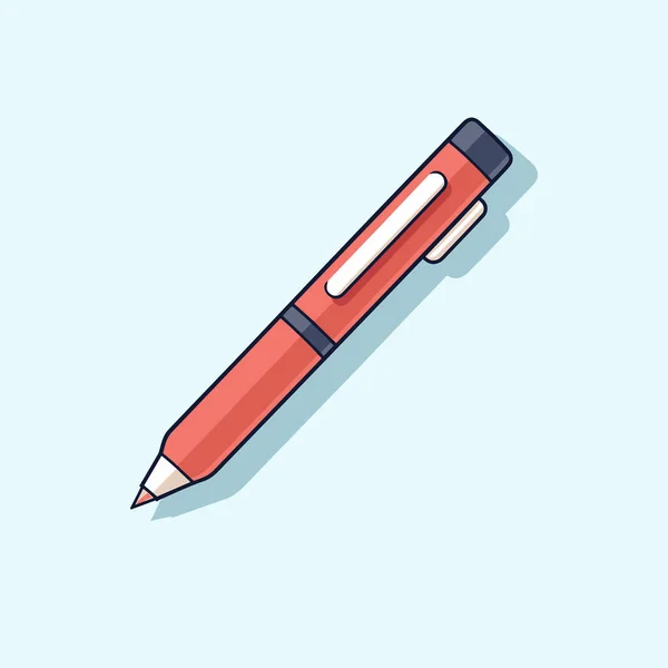 Красная Ручка Синем Фоне — стоковый вектор