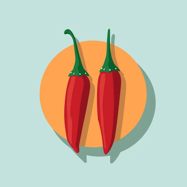 Ein Paar Rote Paprika Auf Einem Teller — Stockvektor
