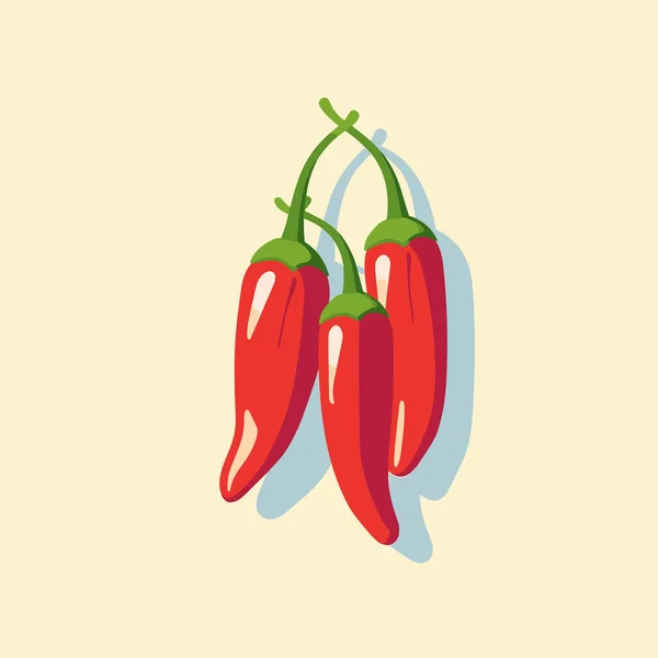 Ein Paar Rote Paprika Hängen Einem Haken — Stockvektor