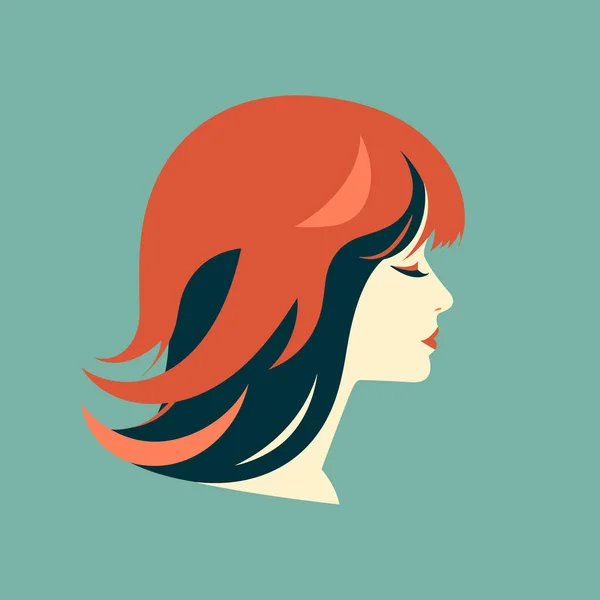 Ett Kvinnohuvud Med Långt Rött Hår — Stock vektor