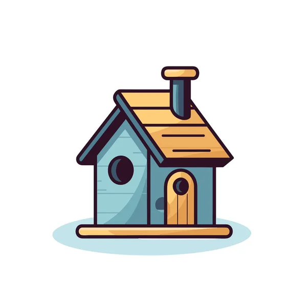 茶色の屋根を持つ青い鳥の家 — ストックベクタ