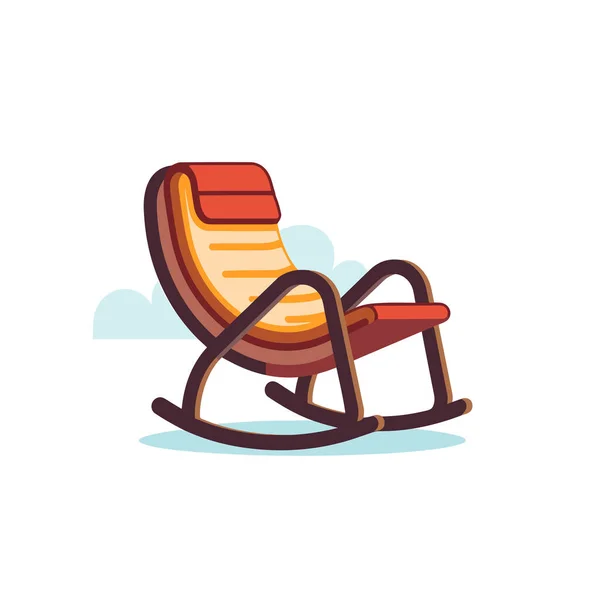 Uma Cadeira Balanço Madeira Com Assento Vermelho — Vetor de Stock