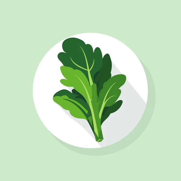 Ένα Πράσινο Φυλλώδες Φυτό Λευκό Πιάτο — Διανυσματικό Αρχείο