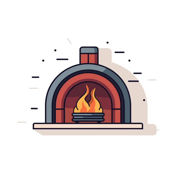 Een Bakstenen Oven Met Een Vuur Erin — Stockvector