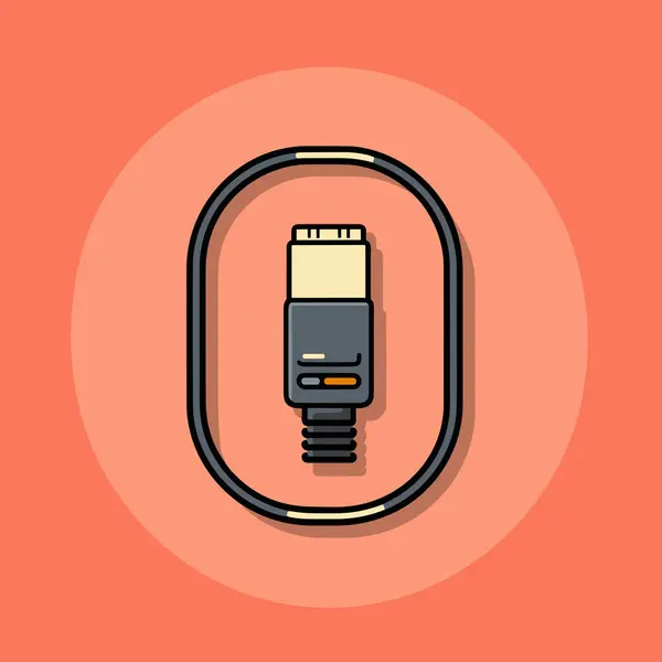 Câble Connecté Téléphone Sur Fond Orange — Image vectorielle