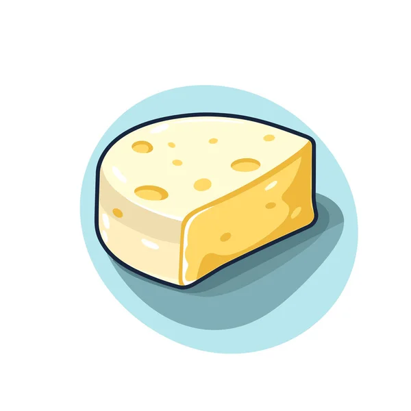 Mavi Tabakta Bir Parça Peynir — Stok Vektör