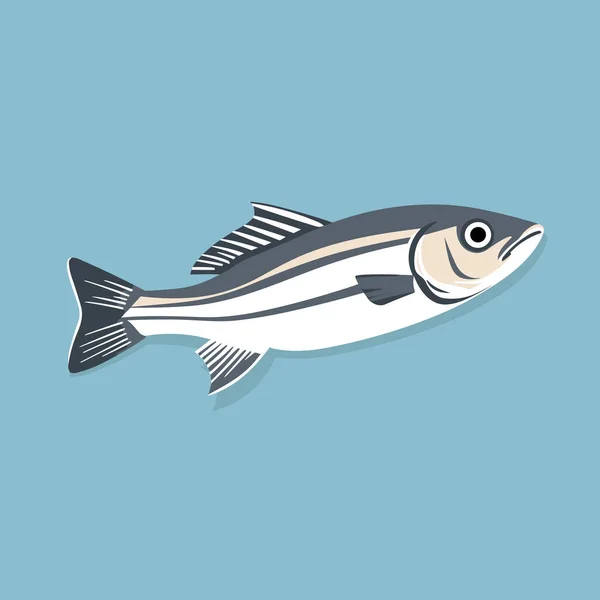 Black White Fish Blue Background — Stock Vector
