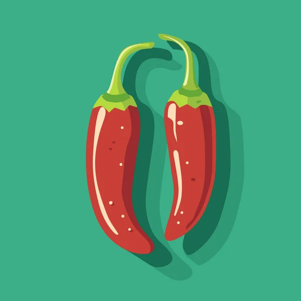 两只绿色背景的红辣椒 — 图库矢量图片