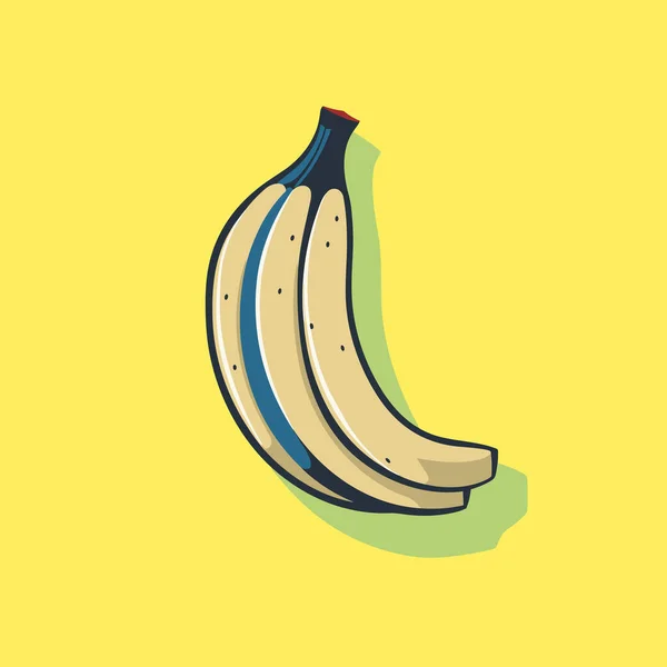 Bunch Bananas Sitting Top Yellow Background — Stock Vector