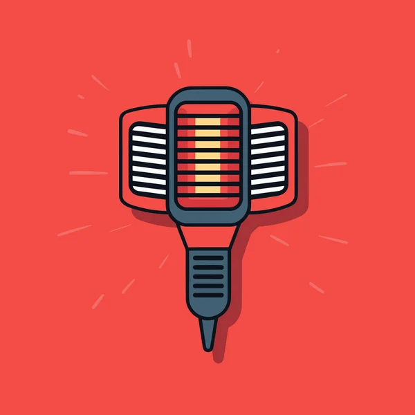 Microphone Rétro Sur Fond Rouge — Image vectorielle
