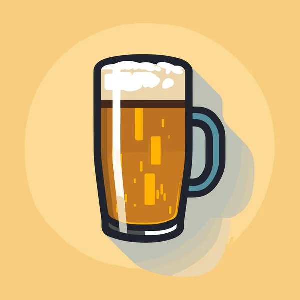 Bicchiere Birra Seduto Tavolo — Vettoriale Stock
