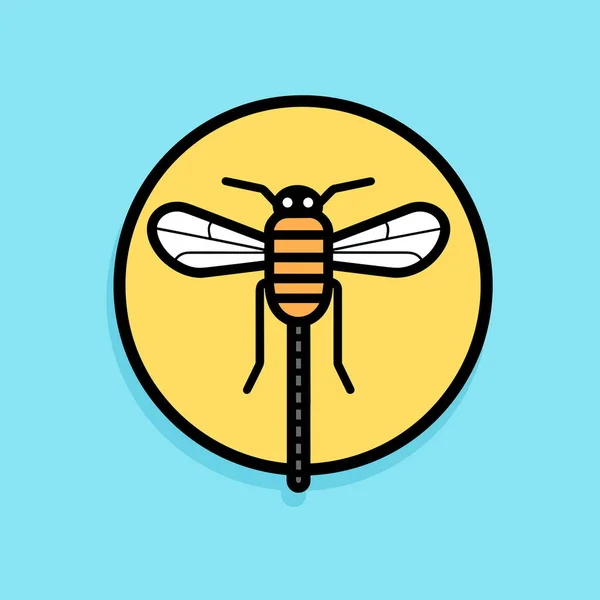 Žlutý Černý Hmyz Modrém Pozadí — Stockový vektor