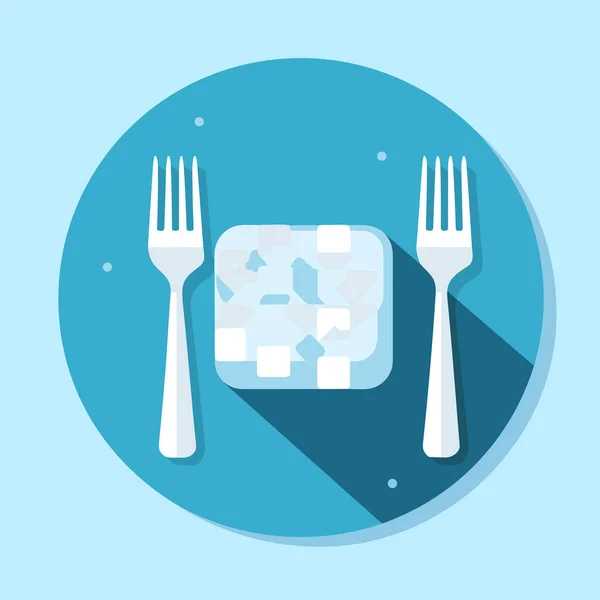 Ein Teller Mit Essen Mit Gabel Und Messer — Stockvektor