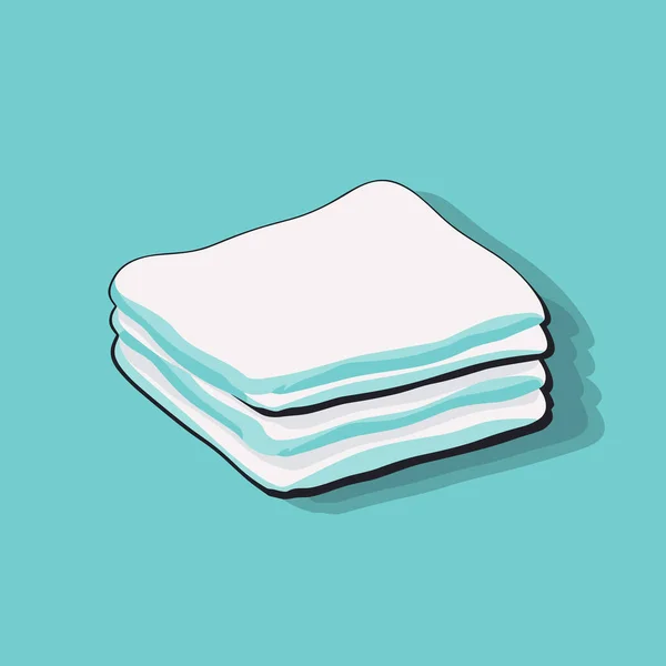 Stack White Towels Sitting Top Blue Surface — Stock Vector