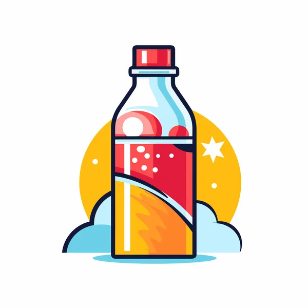 Пляшка Содової Сидить Вершині Хмари — стоковий вектор