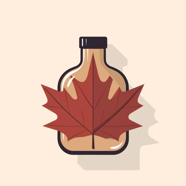 Bottle Maple Syrup Leaf — Stock Vector
