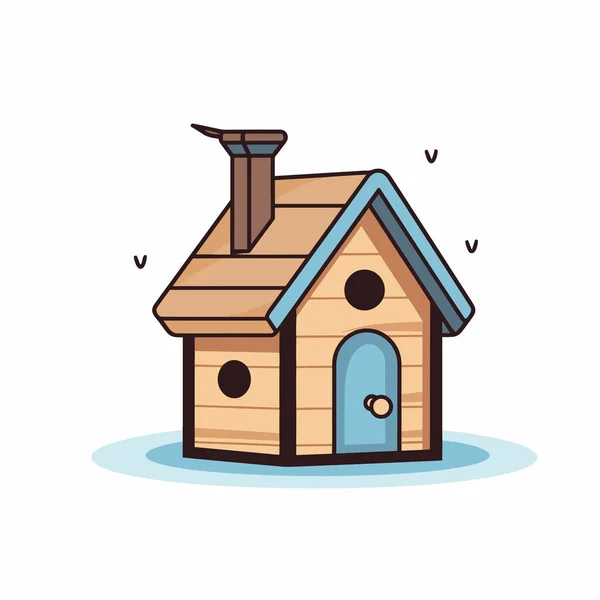 House Chimney Blue Door — Stock Vector