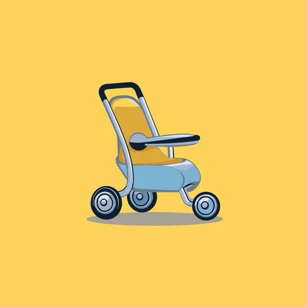 Blue Yellow Stroller Yellow Background — Stock Vector