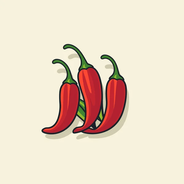 Three Chili Peppers White Background — Stock Vector