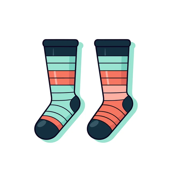 Renkli Çizgili Bir Çift Çorap — Stok Vektör