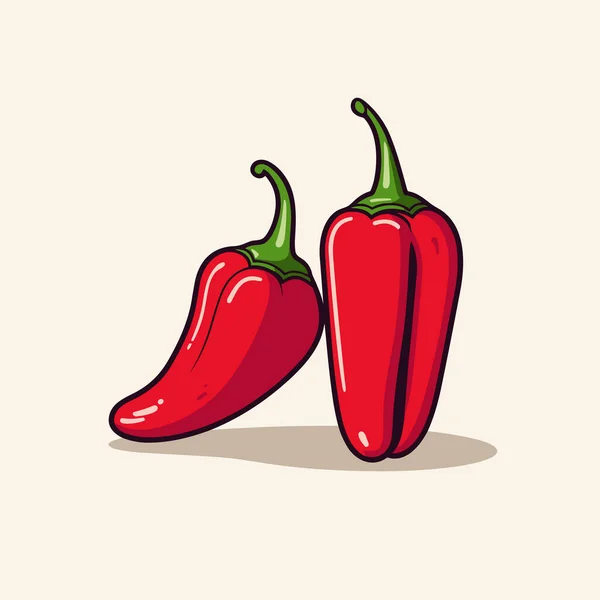 Ein Paar Rote Paprika Sitzen Nebeneinander — Stockvektor