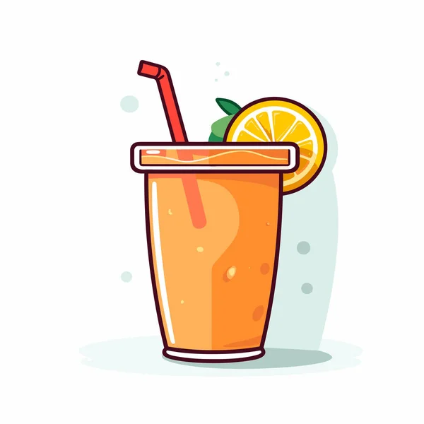 Glass Orange Juice Straw — Stock Vector
