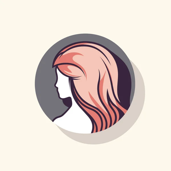 Голова Женщины Длинными Волосами Кругу — стоковый вектор