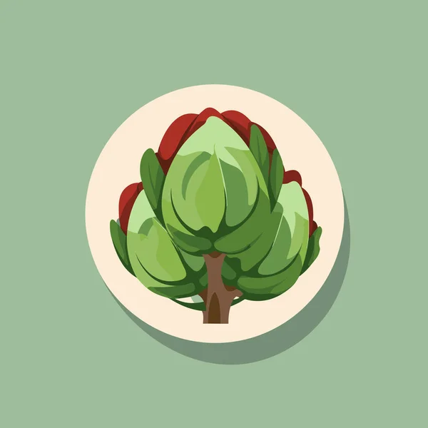 Uma Placa Brócolis Fundo Verde —  Vetores de Stock
