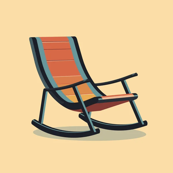 Kırmızı Koltuklu Ahşap Bir Sallanan Sandalye — Stok Vektör