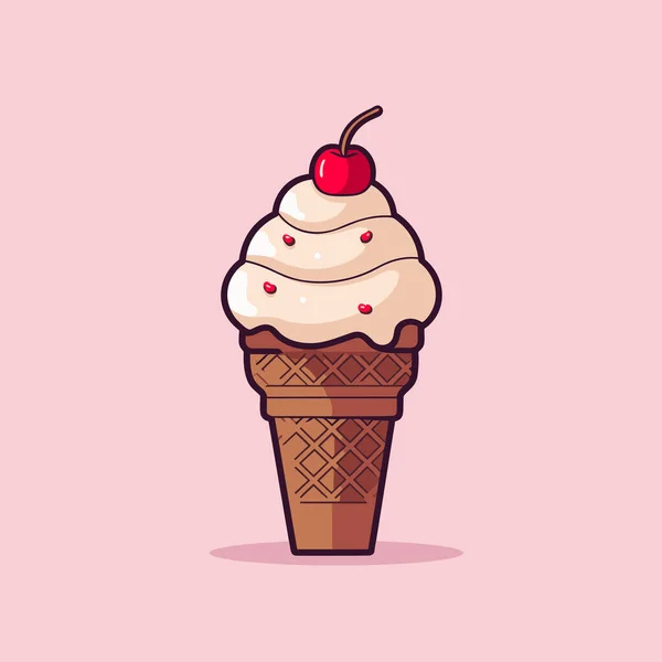 Iskrem Med Kirsebær – stockvektor
